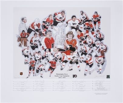 1974-75 Philadelphia Flyers Stanley Cup Champions Team Signed 24 x 30 Litho With 23 Signatures
